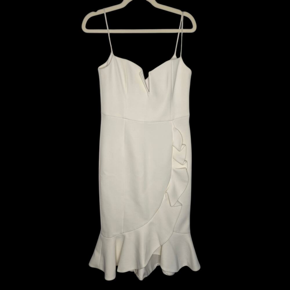 Nicholas Women Bandage Frill Wrap Dress White Sheath Party Sexy Glam Event 8